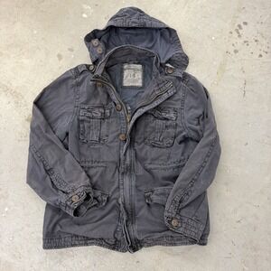Aeropostal‎ Cargo Jacket Vintage Blue Size L Zip Up/Bottons hoodie